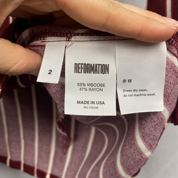 Reformation Graphite Blazer Dress in Kismet Maroon Striped - Size 2 - Picture 10 of 11